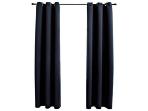 Lot de 2 rideaux occultants, rideaux black-out avec anneaux 2 pièces noir 97x213 cm tissu cf44833