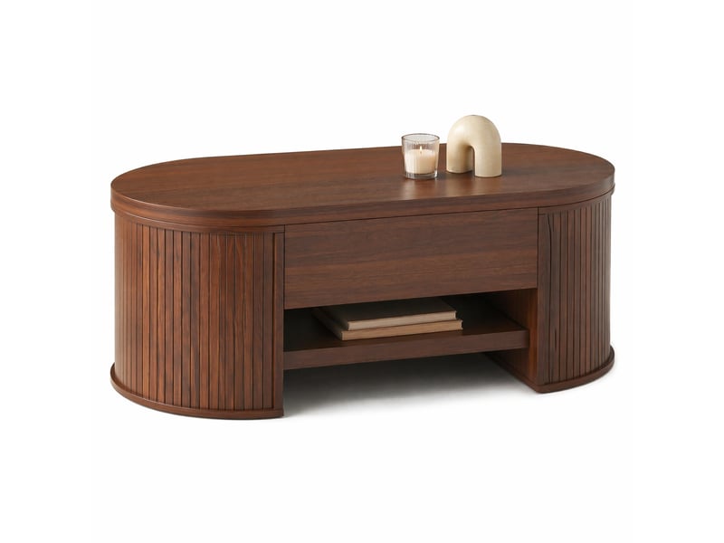  Table basse relevable 110x55.5x40 cm avec rangement en mdf noyer naturel  - Conforama A