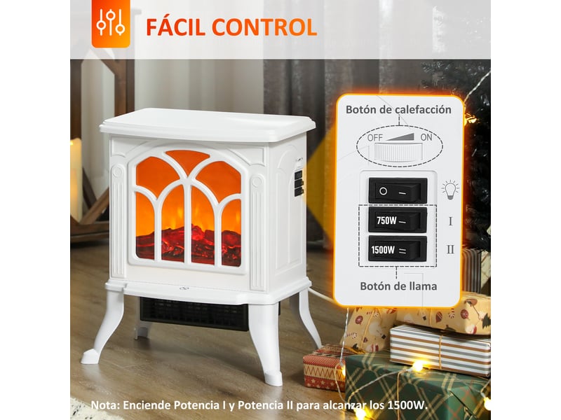  Cheminée électrique sur pied blanche, effet flamme led, 7501500 w  - Conforama R