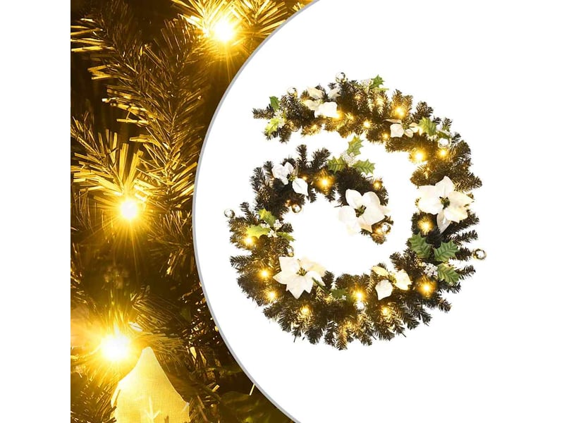  Guirlande de noël avec lumières led noir 2,7 m pvc  - Conforama B