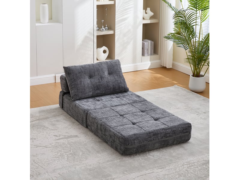 Canapé-lit pliant modenvie en chenille gris 79 x 79 x 57 cm  - Conforama D