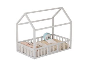 Lit cabane 90x200 cm <strong>MAISENTIEL</strong>  <strong></strong> coloris blanc