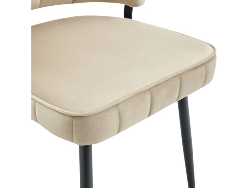  Set de 2 chaises de salle à manger européennes - dossier fleuri, velours structuré, pieds métal noirs - 80 cm - salon  - Conforama E