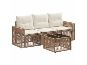 Vidaxl ensemble de canapé de jardin 4 pcs beige et blanc crème