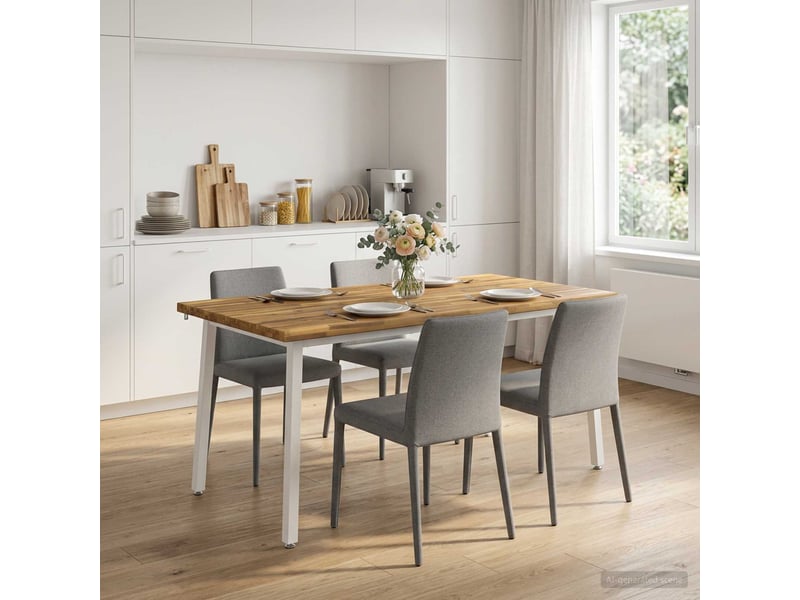  Table à manger, table de salle à manger en bord vivant 160x90x75 cm blanc shl43209  - Conforama B