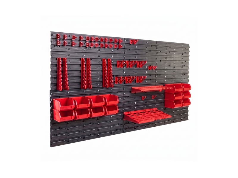  Peg large - porte-outils d'atelier à 6 panneaux perforés, support mural en métal noir pour 98 outils (98 pièces),  - Conforama A
