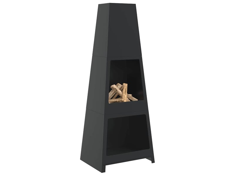 Foyer extérieur avec design de tour de stockage de bûches acier - Conforama C