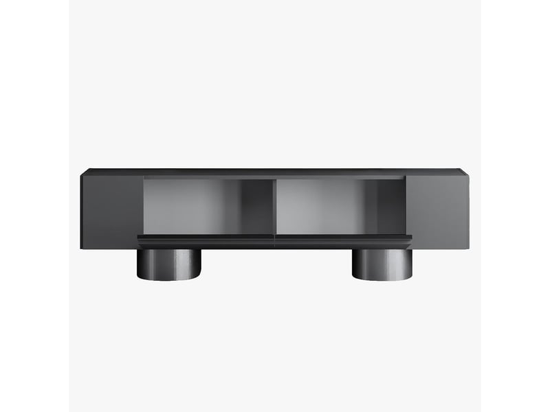  Meuble tv 2 portes abattantes noir et argenté  - Conforama A
