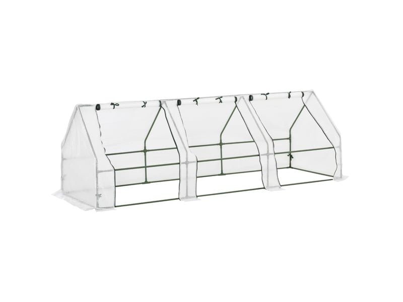  Serre de jardin 270 x 90 x 90 cm – blanc – 3 fenêtres enroulables à fermeture zippée pour plants et légumes  - Conforama A