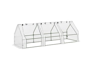 Serre de jardin 270 x 90 x 90 cm – blanc – 3 fenêtres enroulables à fermeture zippée pour plants et légumes