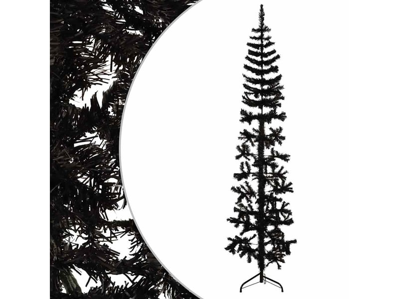  Demi sapin de noël, arbre de noël artificiel mince avec support noir 180 cm  - Conforama D
