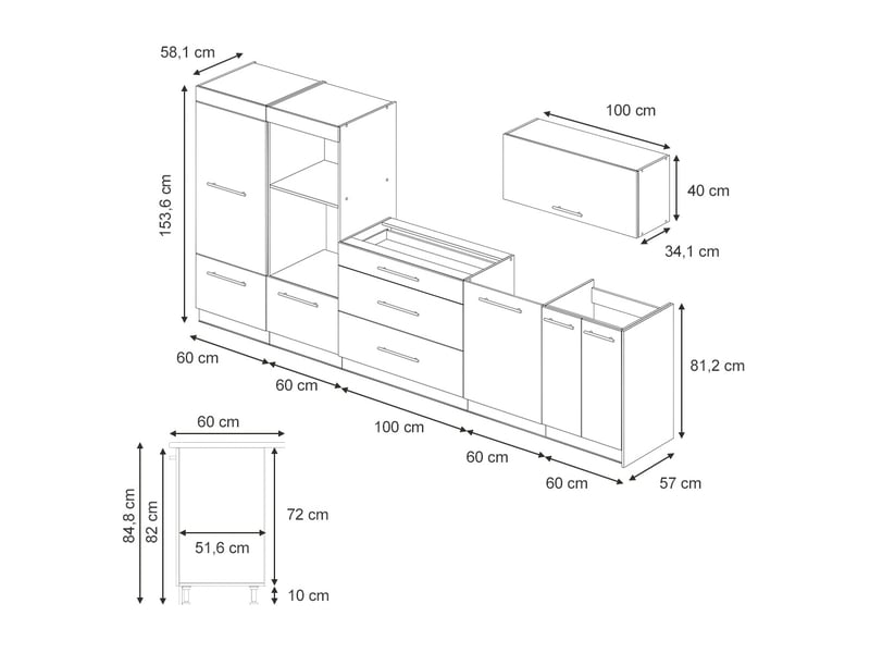  Vicco cuisine, chêne de force doré, 340cm, pt chêne  - Conforama B