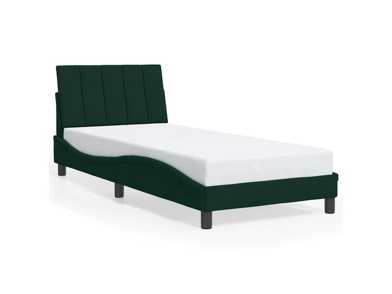  Lit simple- lit adulte -  cadre de lit sans matelas hanko vert foncé 90x200 cm velours  - Conforama A