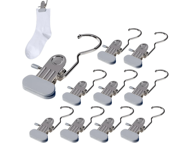 Crochets muraux pinces à linge, épingles à linge, structure à ressort robuste en acier inoxydable, design peu encombrant, idéal pour chapeaux, manteaux, chaussettes, gris - Conforama B