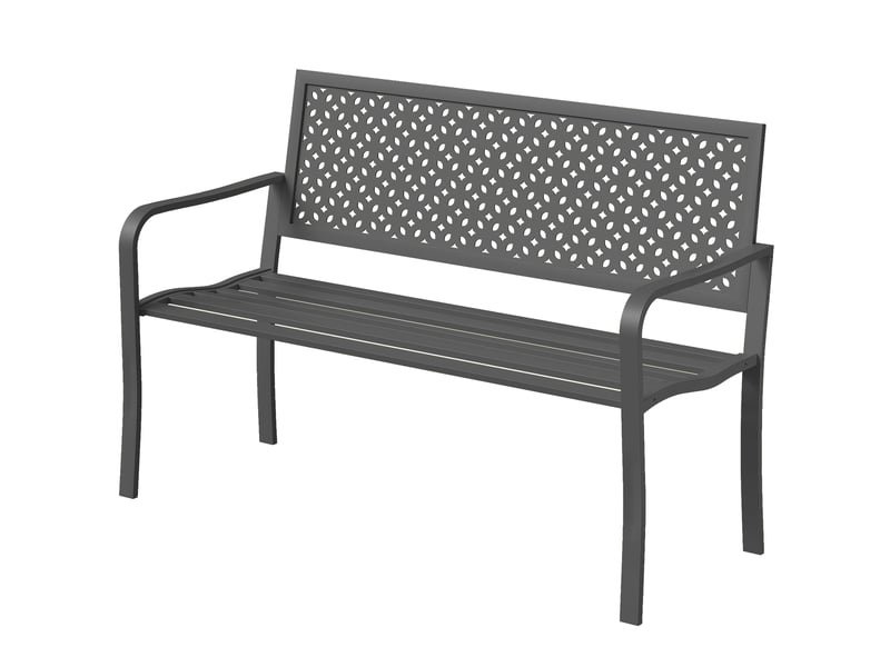 Banc de jardin 2 places en métal, résistant aux intempéries, avec dossier antirouille, design géométrique, supporte jusqu'à 240 kg - Conforama B
