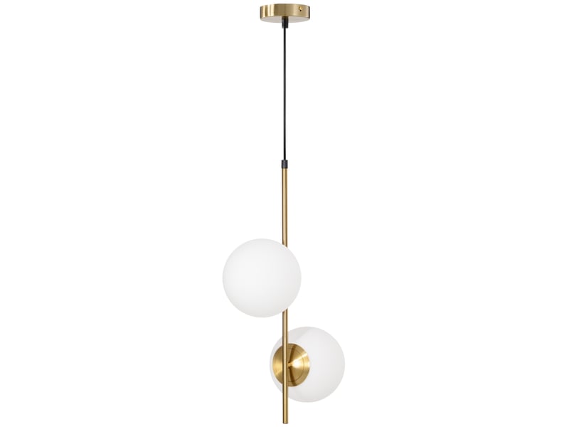 Suspension luminaire moderne, lustre plafonnier de double-tête, lumière suspendue réglable pour entrée, salon, ton doré  - Conforama B