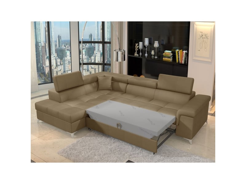 Canapé d'angle convertible palazzo 4 places marron – angle gauche avec 1 coussin - Conforama B