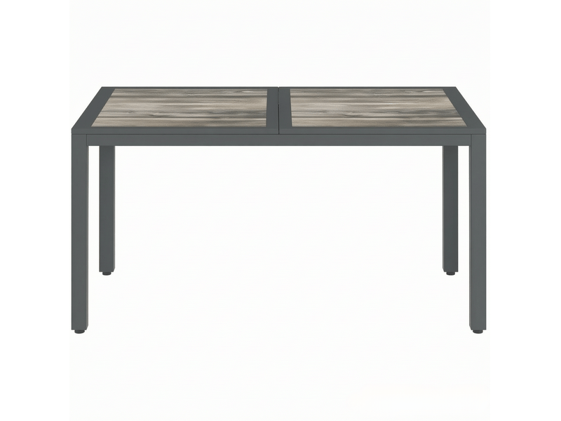  Table de jardin 140x80x72 cm gris foncé, acier galvanisé et pspc, 4 à 6 personnes pour repas en extérieur  - Conforama A