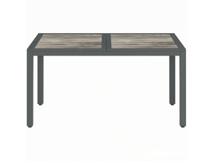 Table de jardin 140x80x72 cm gris foncé, acier galvanisé et pspc, 4 à 6 personnes pour repas en extérieur