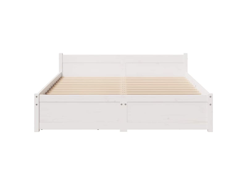 Lit double- lit adulte - cadre de lit sans matelas blanc 150x200 cm bois de pin massif - Conforama C