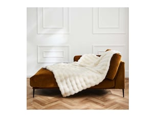 Plaid imitation fourrure & polaire – modèle mounty naturel - 220x240cm - naturel
