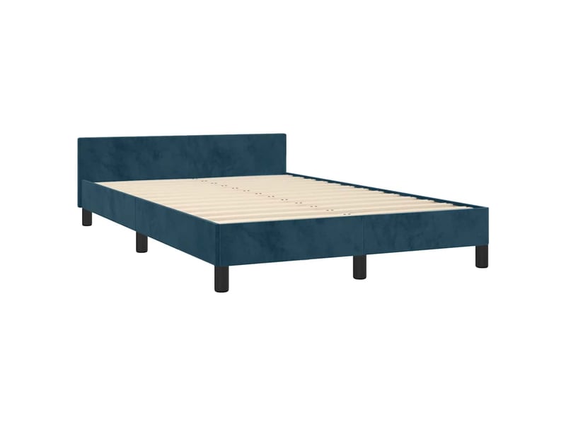 Lit double- lit adulte - cadre de lit sans matelas bleu foncé 120x190 cm velours - Conforama D
