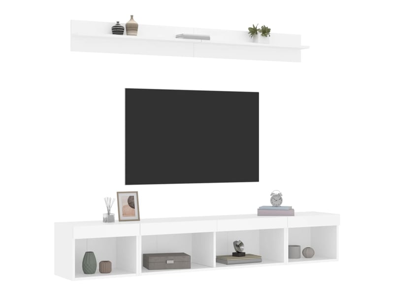 Unités murales tv avec led 5 pcs blanc bois d'ingénierie shl81281  - Conforama E
