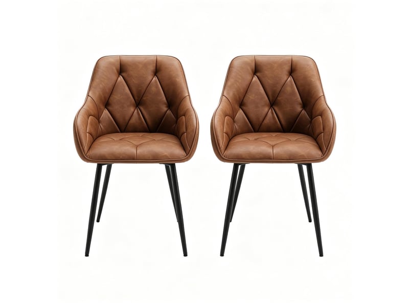 Chaise d'appoint ergonomique en tissu marron - set de 2 chaises modernes pour salle à manger - Conforama A