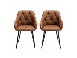 Chaise d'appoint ergonomique en tissu marron - set de 2 chaises modernes pour salle à manger