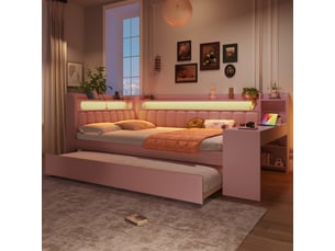 Lit banquette 140x200 cm <strong>SAPGAKS</strong> <strong></strong> coloris rose