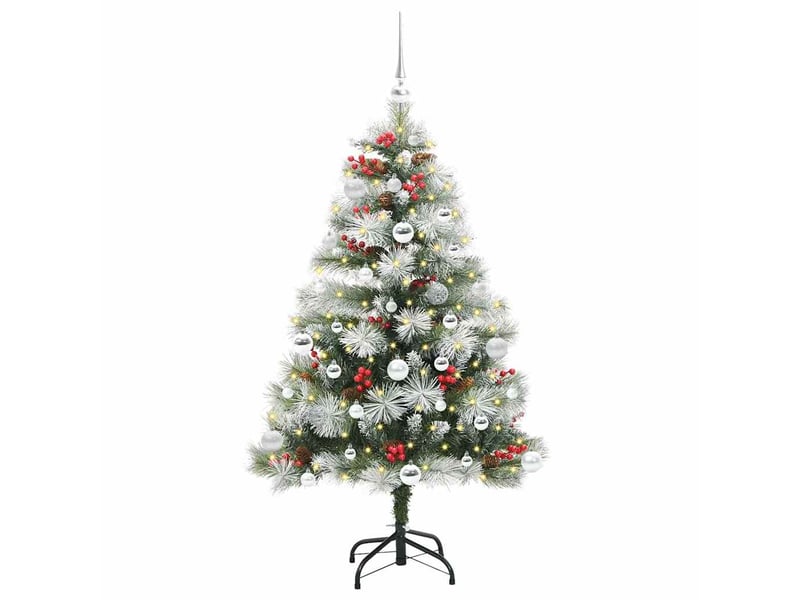 Sapin de noël artificiel, arbre de noël vert et blanc 150 cm shl5117 - Conforama C
