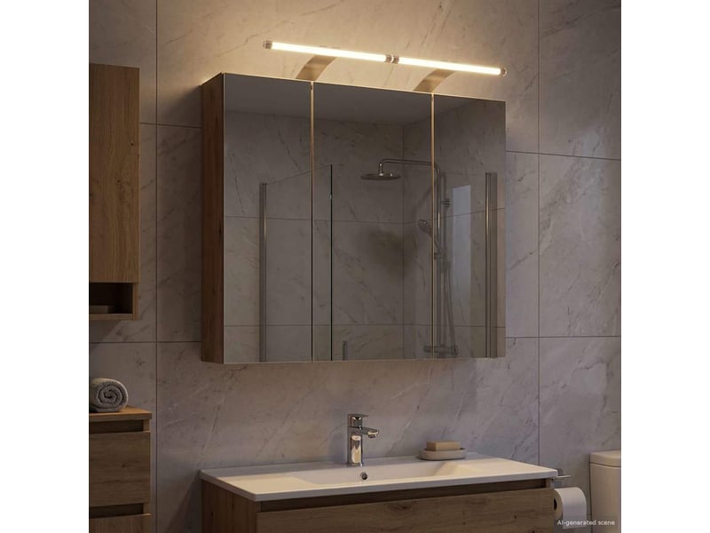 Amoire de salle de bain, meuble de salle de bain avec miroir chêne artisanal shl2893 - Conforama D