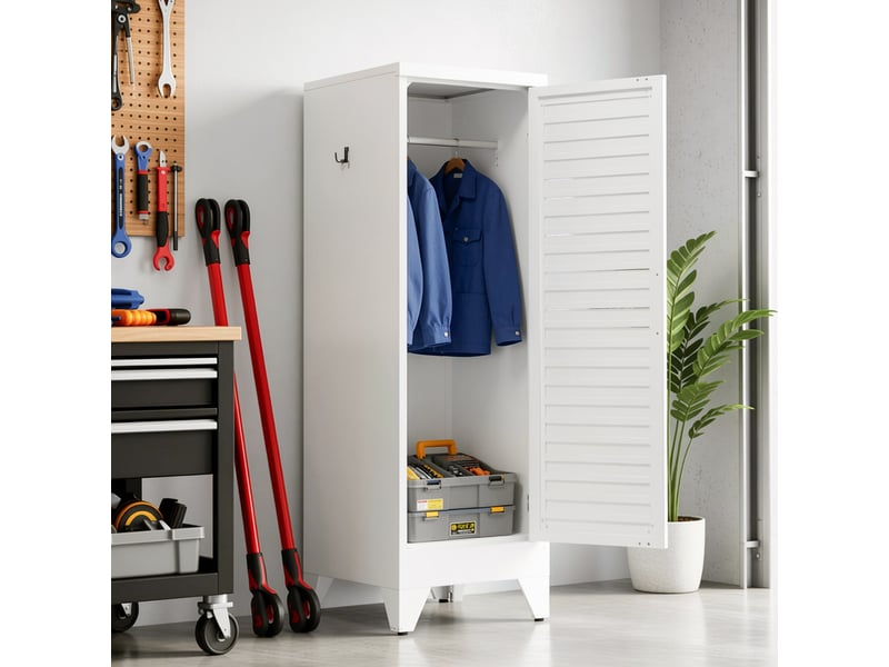 Armoire métallique avec tringle à vêtements, armoire de vestiaire en acier h 120 × l 38 × p 45 cm - Conforama D