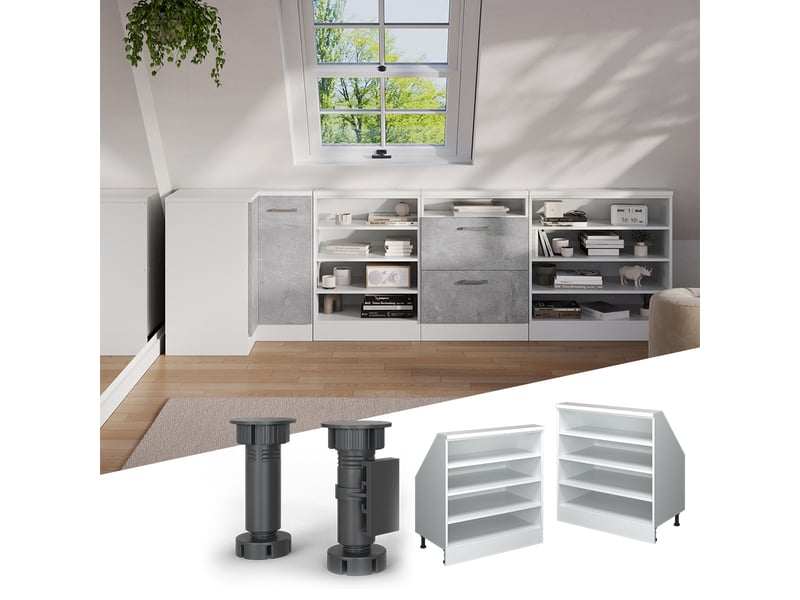 Vicco meuble sous pente, blanc, 80cm avec 4 compartiments - Conforama D