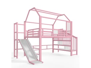 Lit mezzanine 140x200 cm <strong>SAPGAKS</strong>  <strong></strong> coloris rose