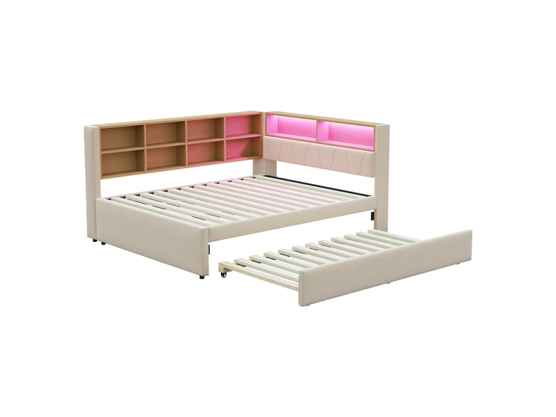  Lit d'appoint 140*200 cm avec couchage 90*190 cm, éclairage led, ports usb, rangements et structure solide  - Conforama A