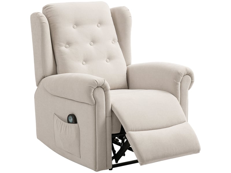  Fauteuil de relaxation, fauteuil relax massant et chauffant, lin, 91x85x103cm, beige  - Conforama B