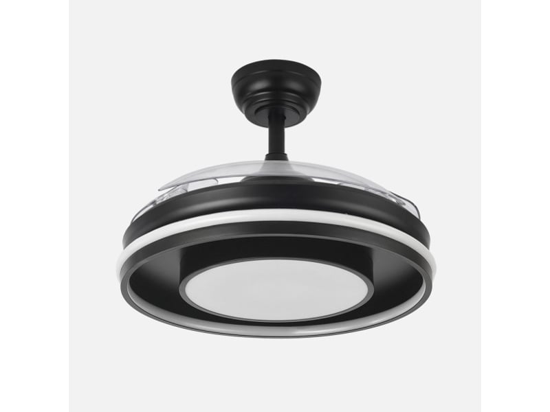  Fabrilamp pitufo plafonnier ventilateur led 57 w, 3990 lm, rgb, moteur dc, 3 pales rétractables, ø 107 cm, noir 242891388 - Conforama C