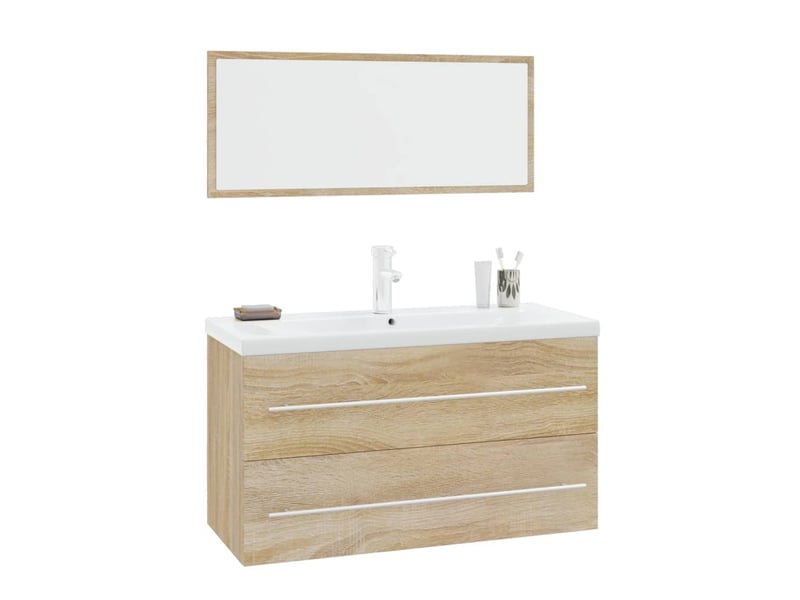 Ensemble de meubles de salle de bain 3 pcs chêne sonoma cf63733 - Conforama A