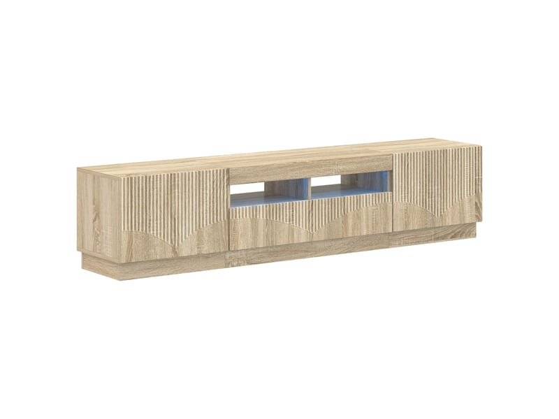  Meuble tv - banc tv - meuble de rangement led hoorn 3 pcs chêne sonoma bois d'ingénierie  - Conforama A