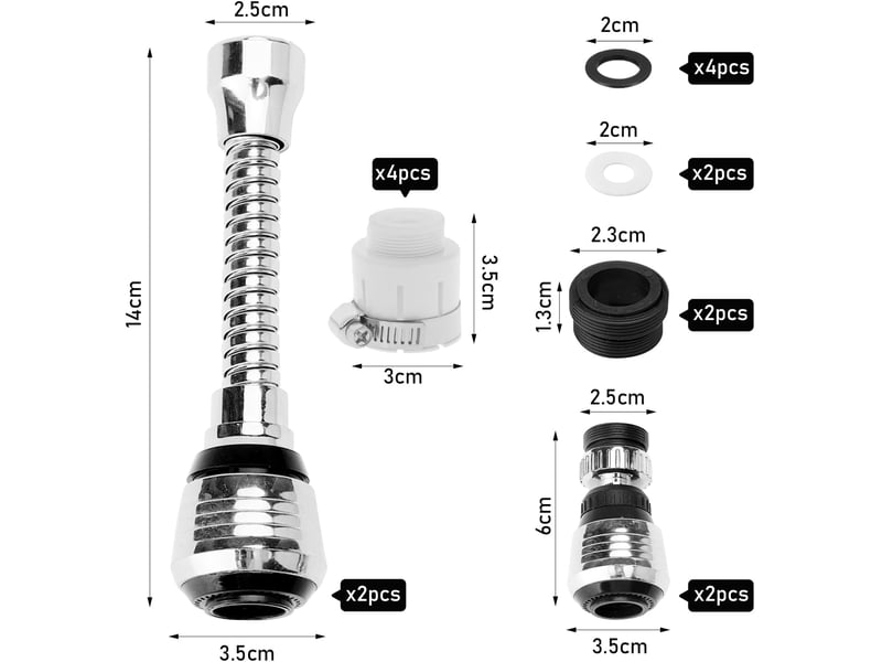  Extension de robinet rotative, modes réglables, aérateur flexible. Pour évier de cuisine et lavabo. Pratique et durable  - Conforama B
