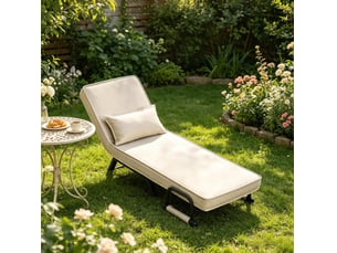 Fauteuil convertible 3 en 1 avec repose-dos réglable en lin et métal 65x78x75 cm - desmiu