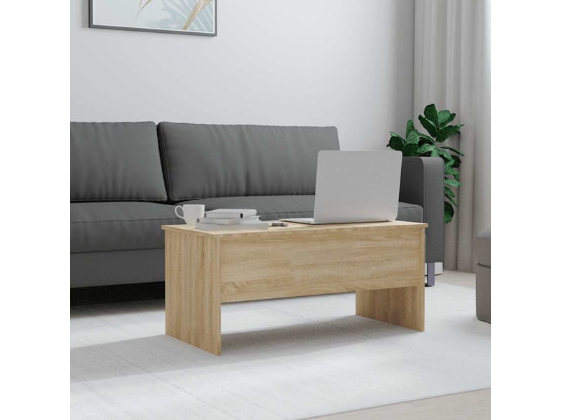  Table basse rectangulaire | table de salon chêne sonoma 102x50,5x46,5 cm bois d'ingénierie  - Conforama C