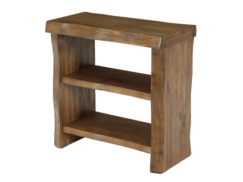 Table d'appoint en bois massif à 3 niveaux, table de canapé compacte avec bord ondulé - Conforama A