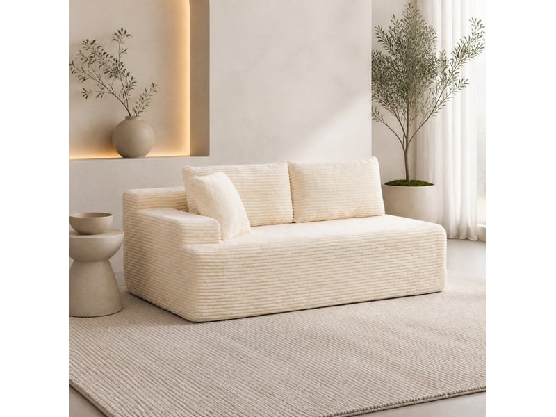  Canapé modulable 2 places en chenille ivoire  - Conforama B