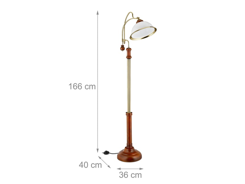  Lampe sur pied déco style art nouveau salon chambre 150 x 30 x 30 cm abat-jour inclinable en bois marron 13_0004119  - Conforama B