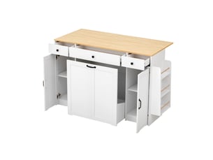 Desserte de cuisine 3 tiroirs 2 portes 136x65x90 cm en mdf blanc et naturel