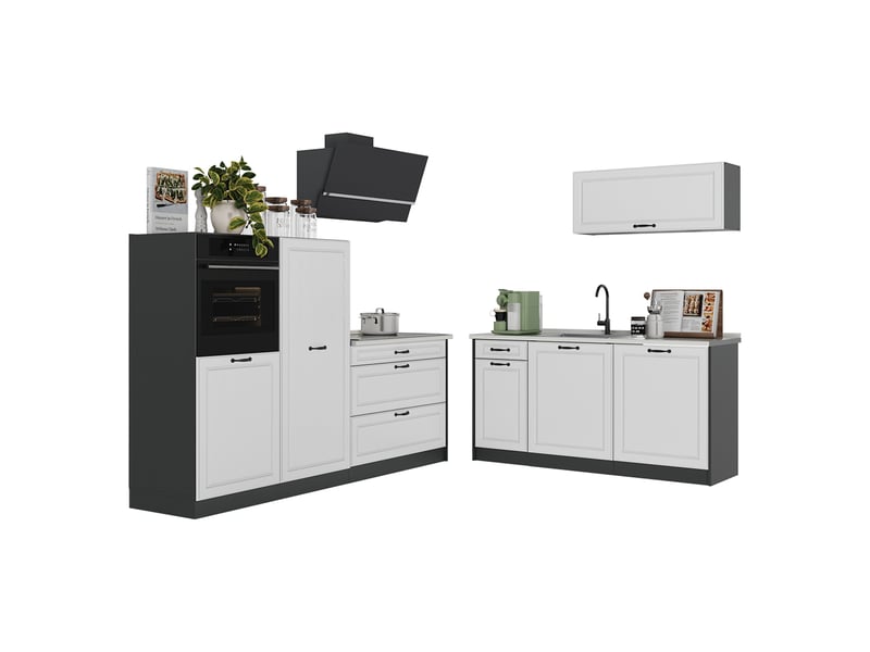  Vicco cuisine, blanc campagneanthracite, 220cm sans plan de travail  - Conforama E