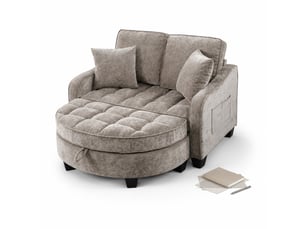 Canapé convertible modenvie 1 place avec pouf de rangement en chenille marron
