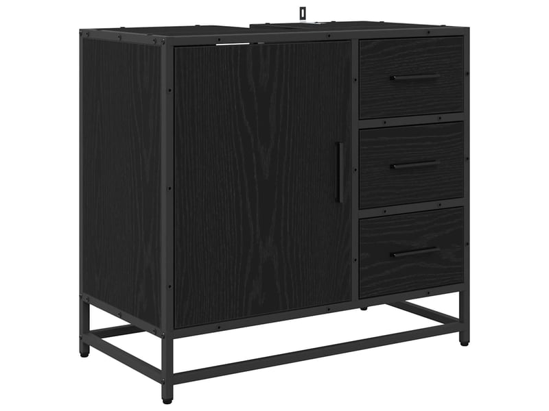  Ensemble de mobilier de salle de bain 3 pièces chêne noir cf64462  - Conforama E
